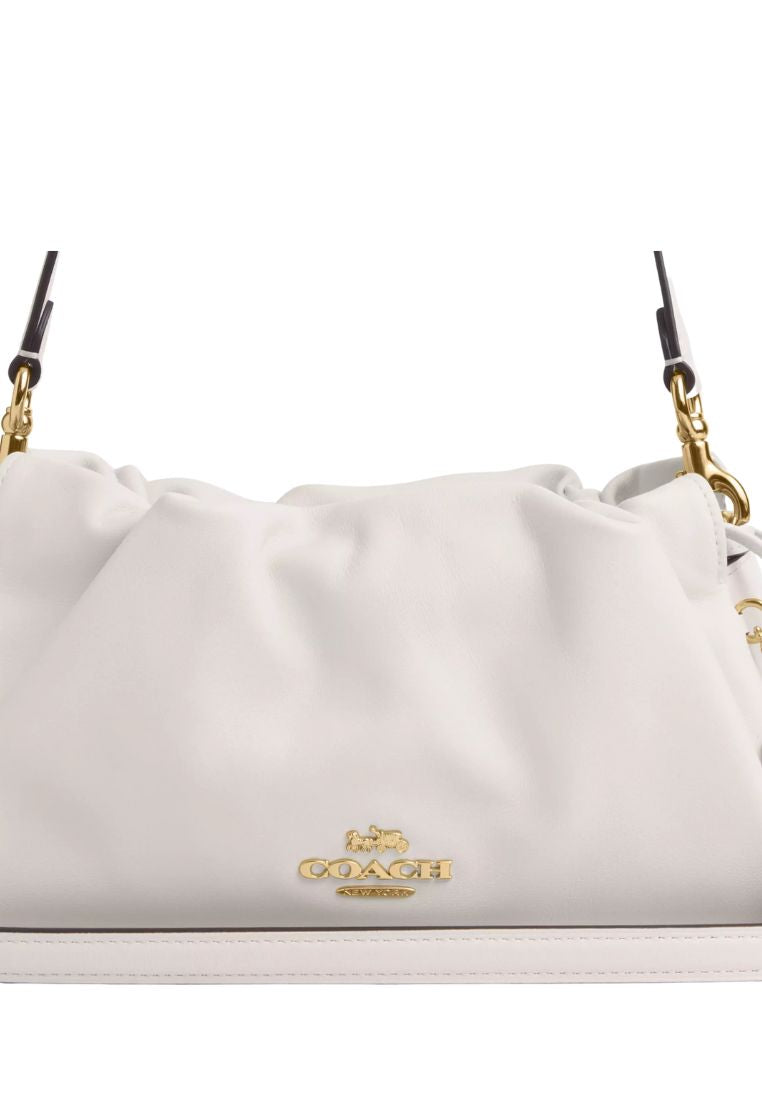 Faye Shoulder Bag With Ruching Gold Chalk