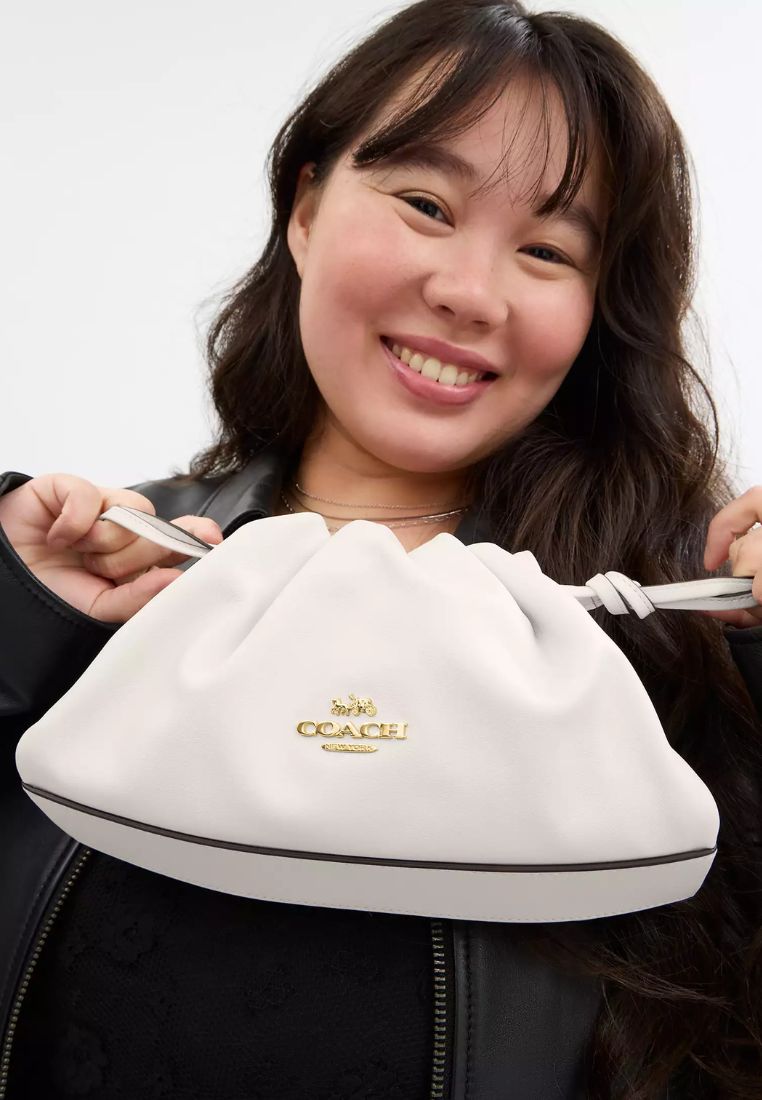 Faye Shoulder Bag With Ruching Gold Chalk