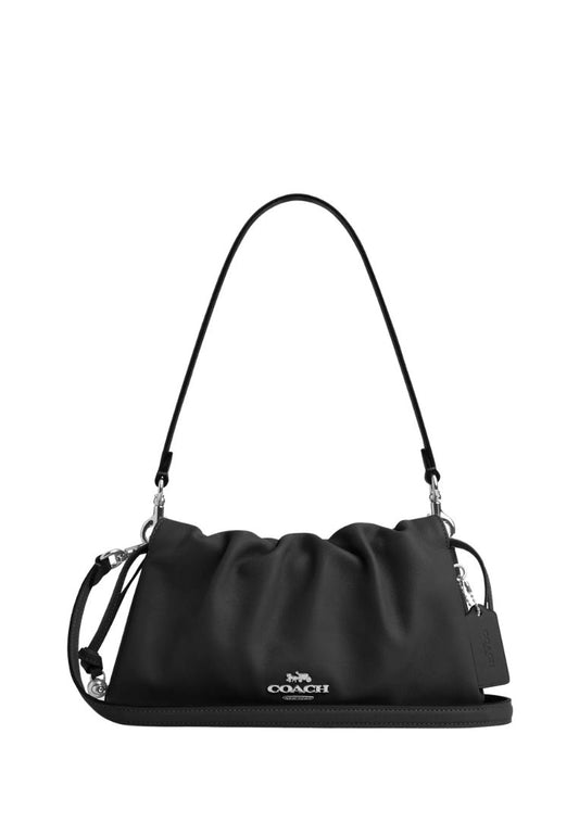 Faye Shoulder Bag With Ruching Silver Black