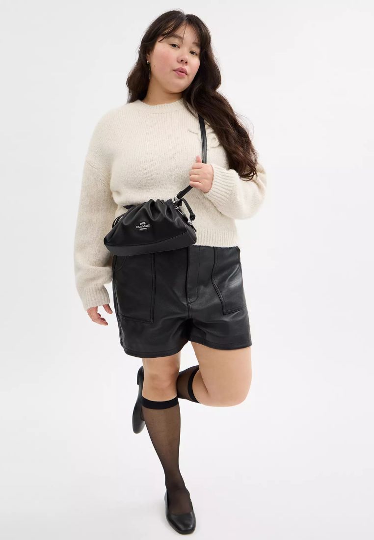 Faye Shoulder Bag With Ruching Silver Black