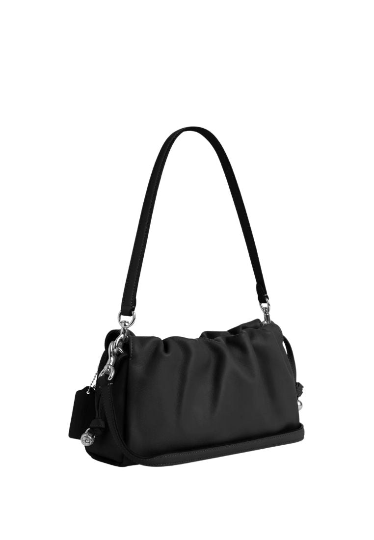 Faye Shoulder Bag With Ruching Silver Black