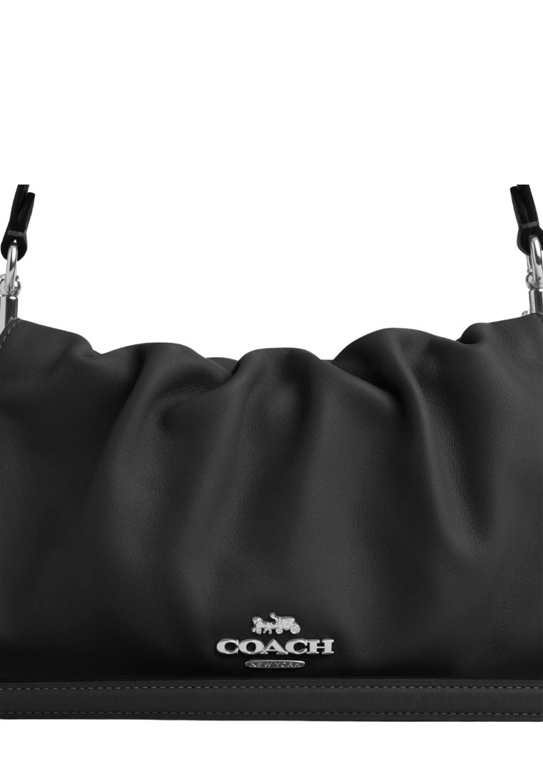 Faye Shoulder Bag With Ruching Silver Black