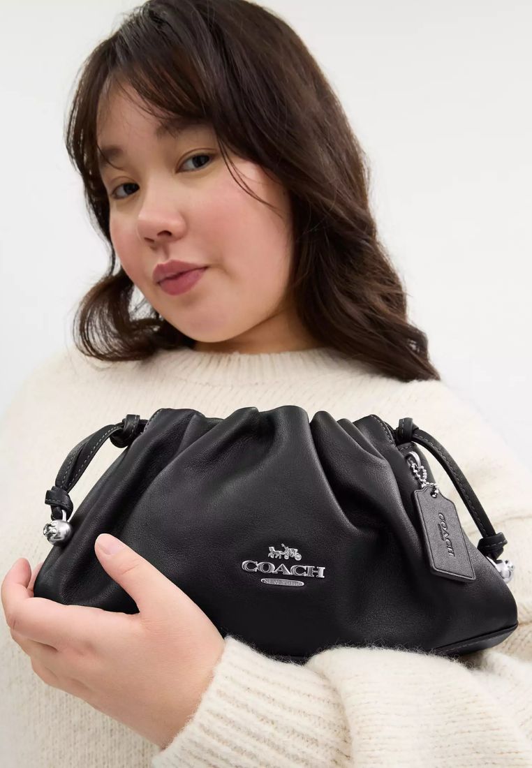 Faye Shoulder Bag With Ruching Silver Black