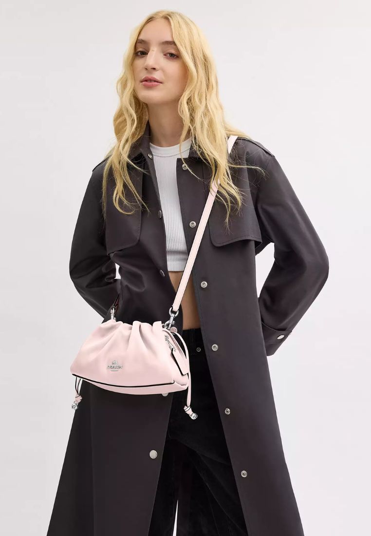 Faye Shoulder Bag With Ruching Silver Blush