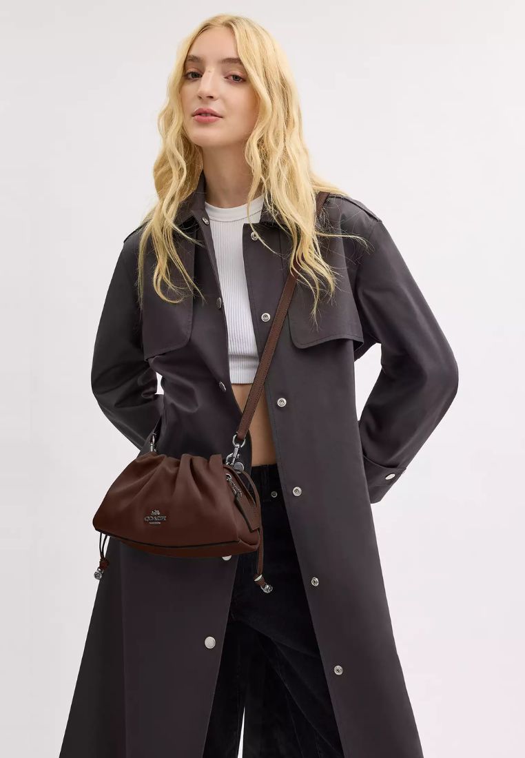 Faye Shoulder Bag With Ruching Silver Maple