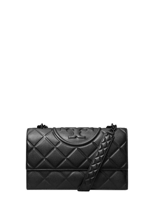 Fleming Polished-Grain Small Shoulder Bag All Black