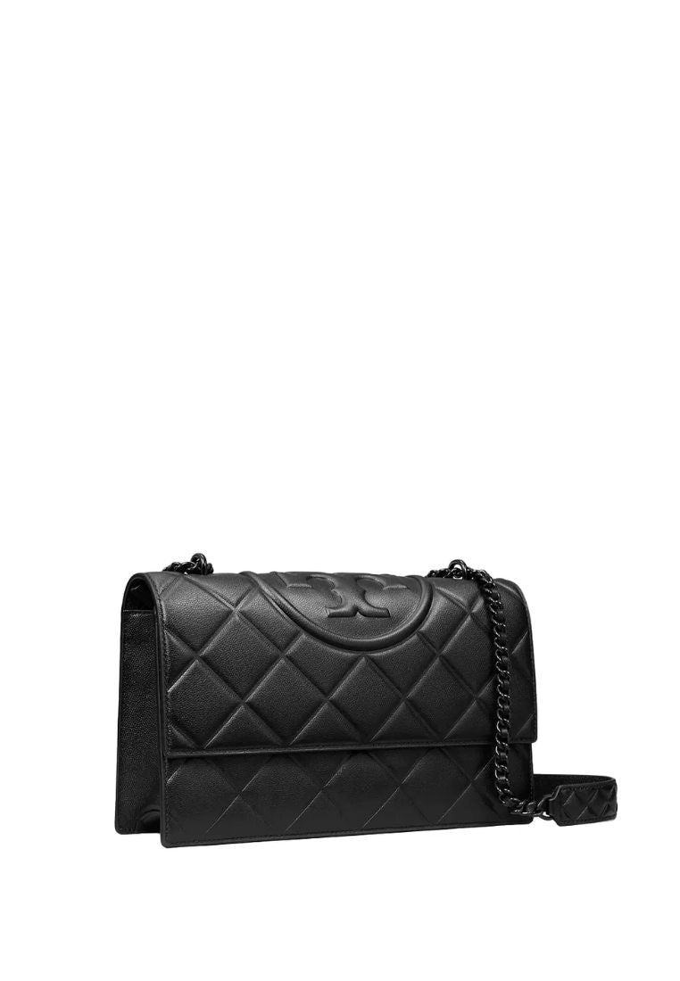 Fleming Polished-Grain Small Shoulder Bag All Black