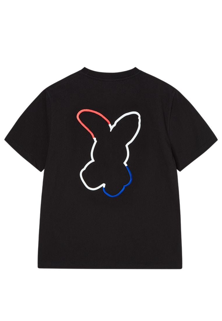 French Rabbit Silhouette Woman Short Sleeve T-Shirt Black