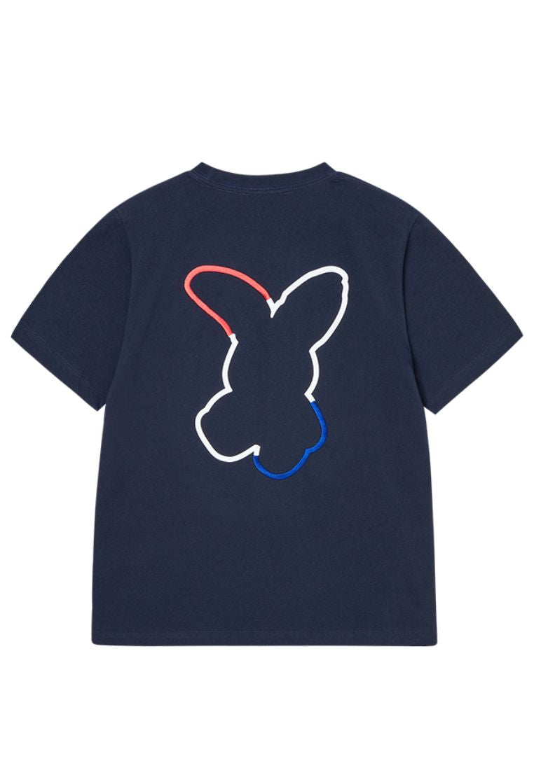 French Rabbit Silhouette Woman Short Sleeve T-Shirt Dark Navy