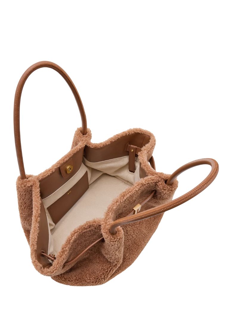 Hana Medium Faux Fur Tote Bag - Coffee Brown