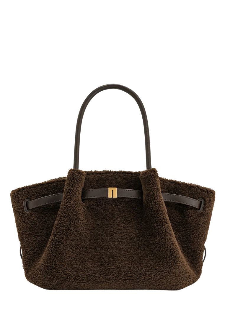 Hana Medium Faux Fur Tote Bag - Mocha Brown