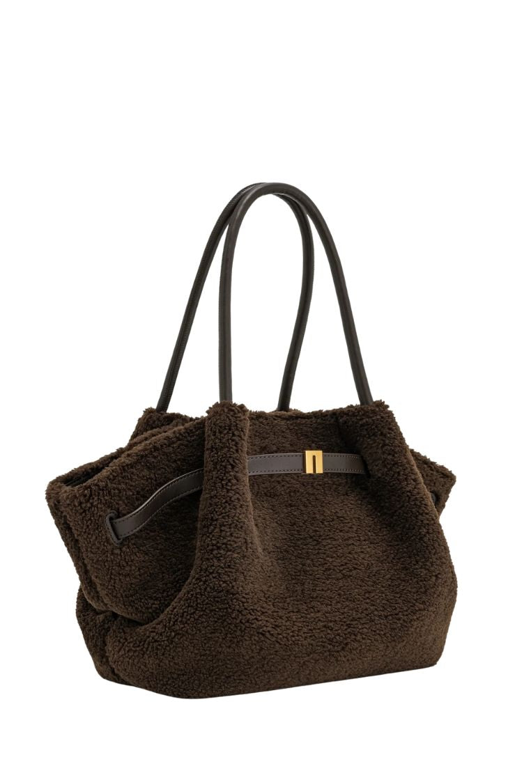Hana Medium Faux Fur Tote Bag - Mocha Brown