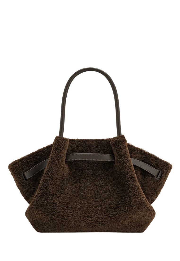 Hana Medium Faux Fur Tote Bag - Mocha Brown