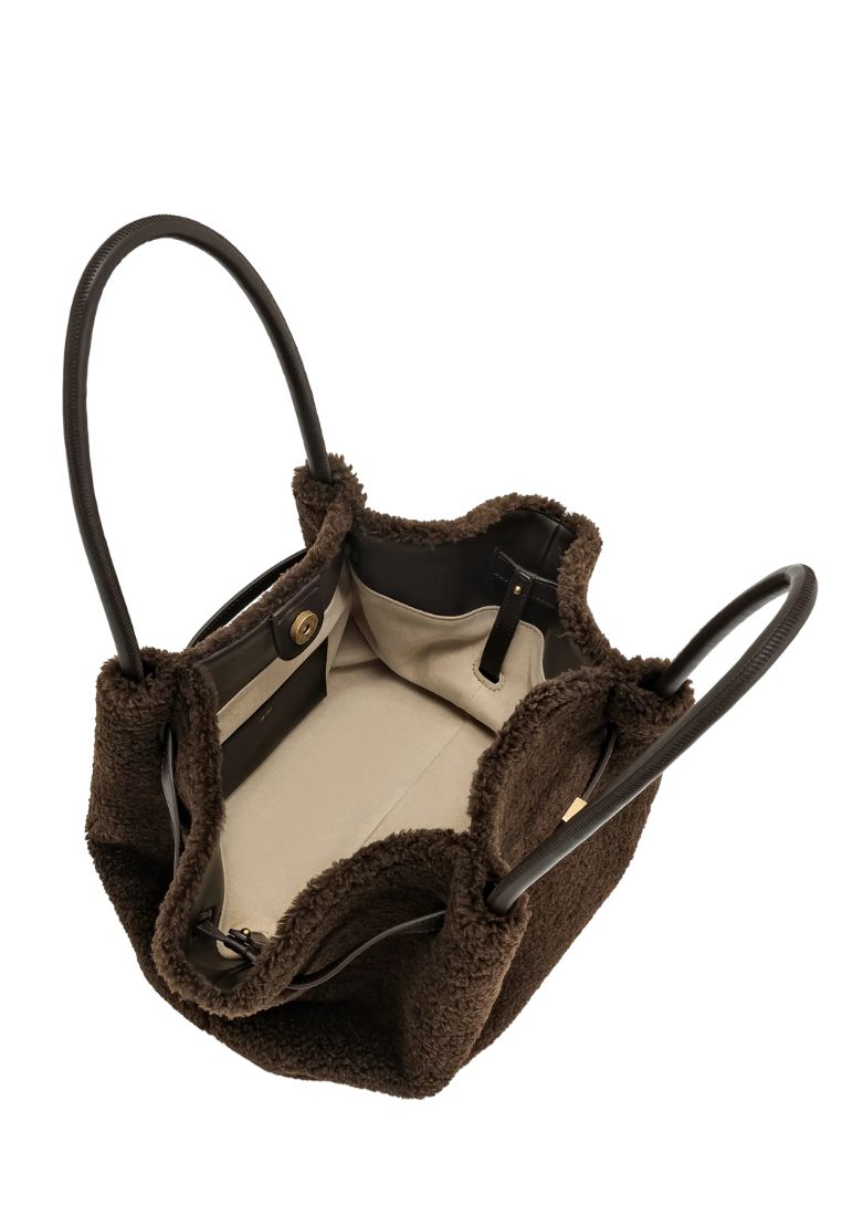 Hana Medium Faux Fur Tote Bag - Mocha Brown
