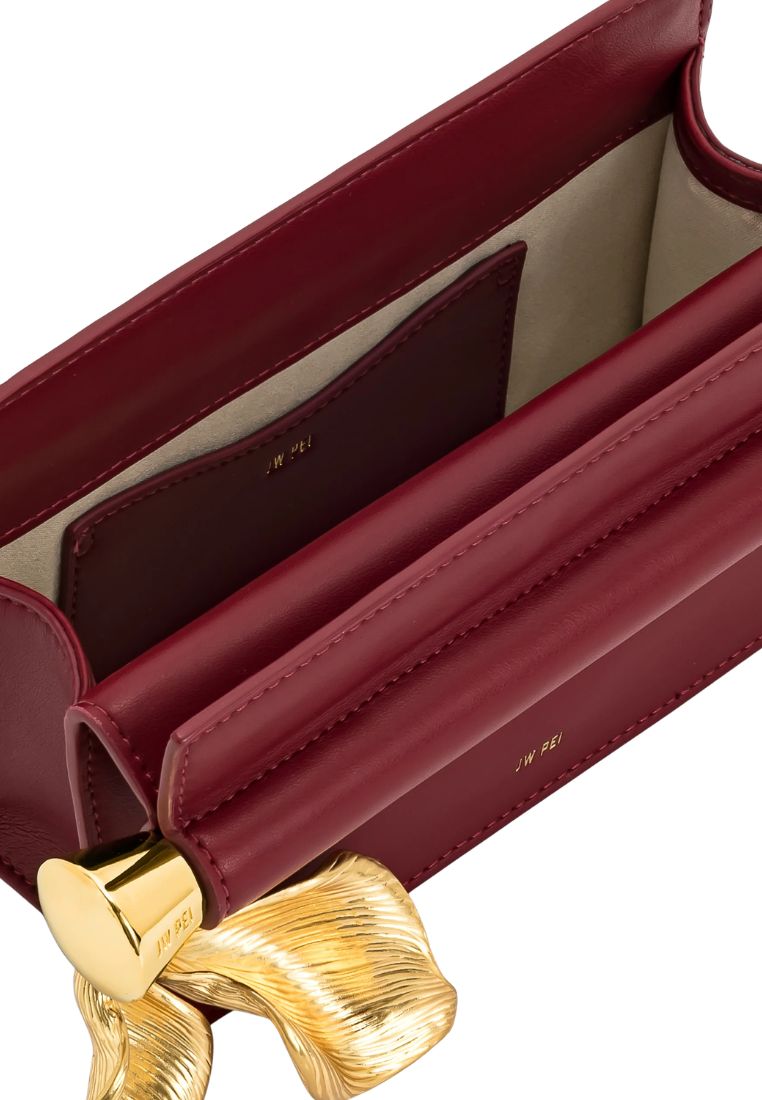 Holly Metal Pendant Embellished Clutch - Claret