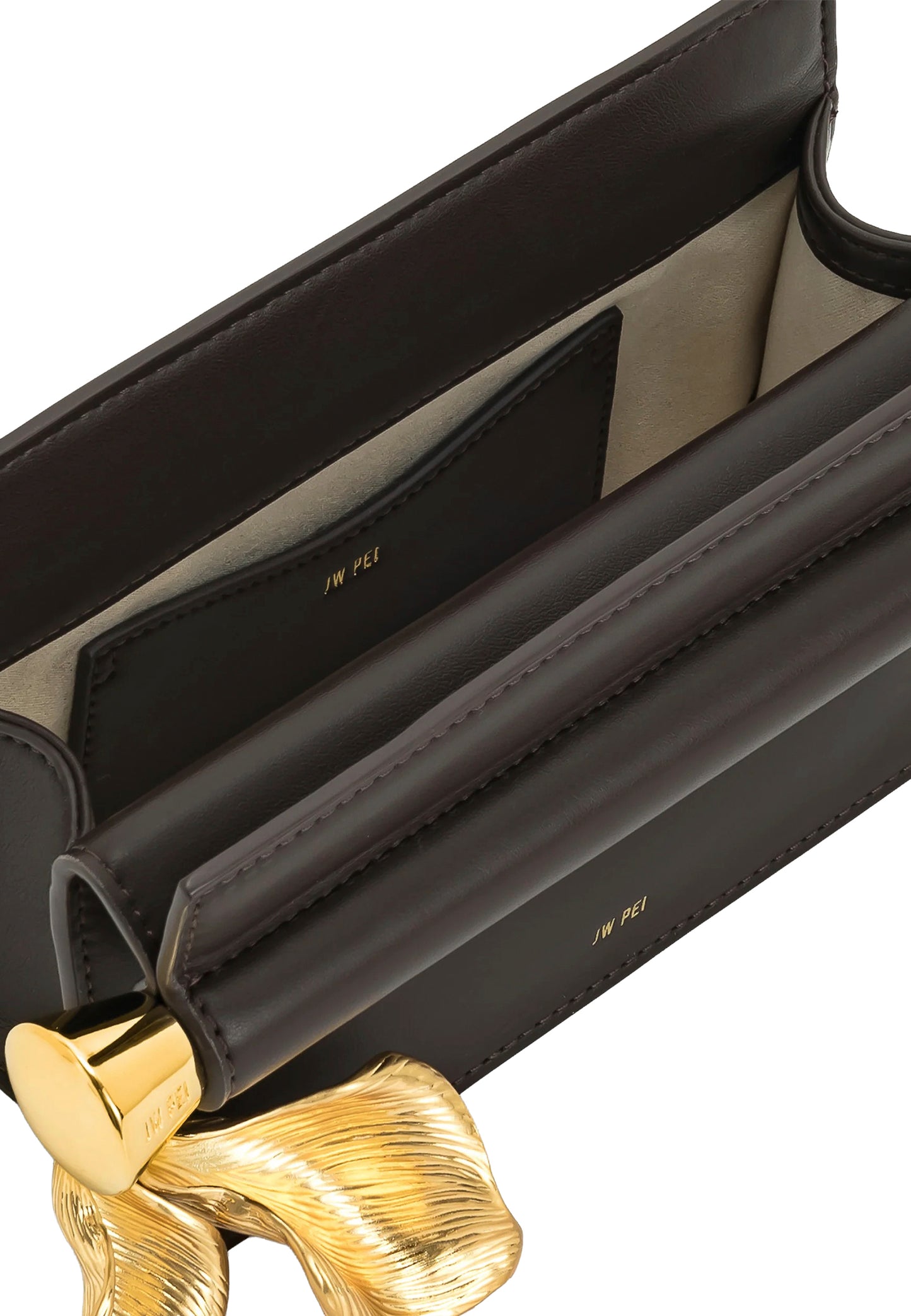 Holly Metal Pendant Embellished Clutch - Dark Brown