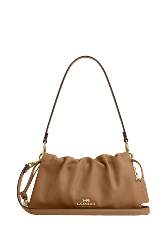 Faye Shoulder Bag With Ruching Honey Brown