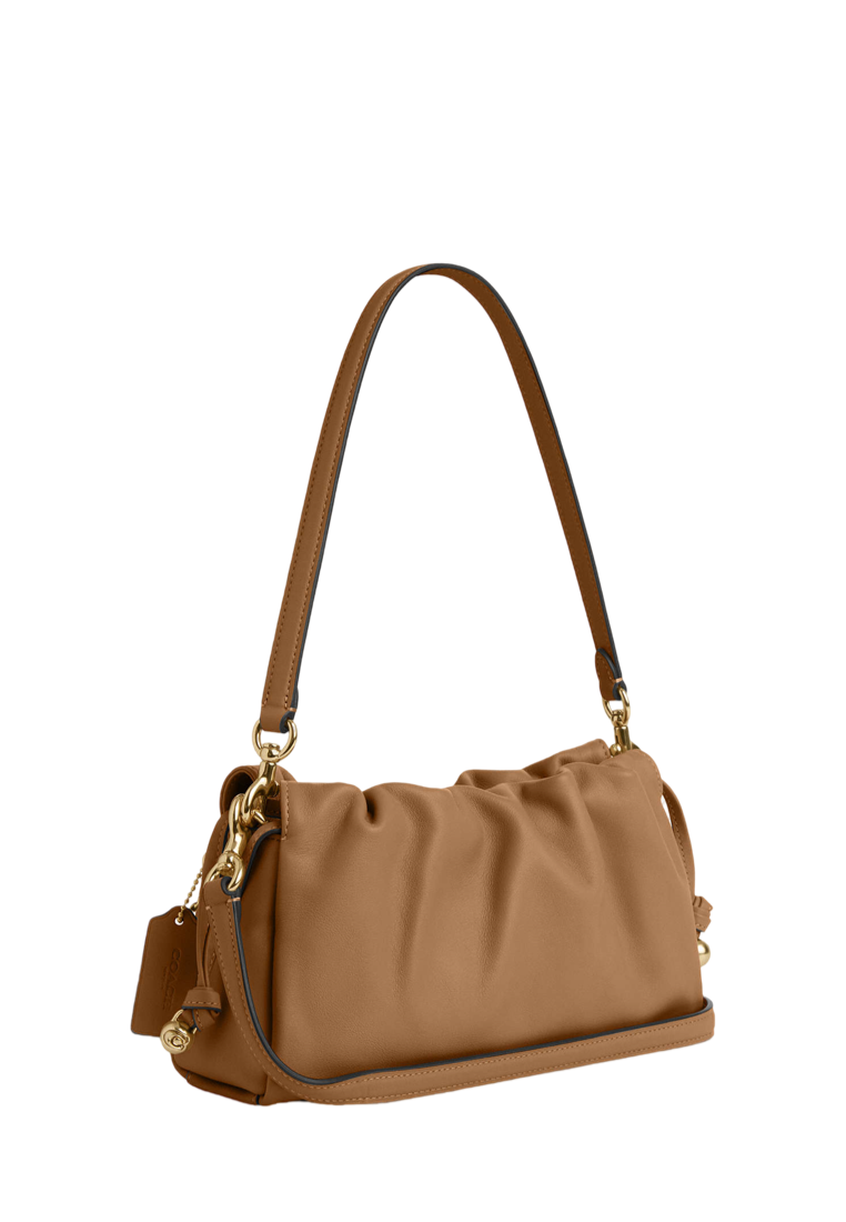 Faye Shoulder Bag With Ruching Honey Brown