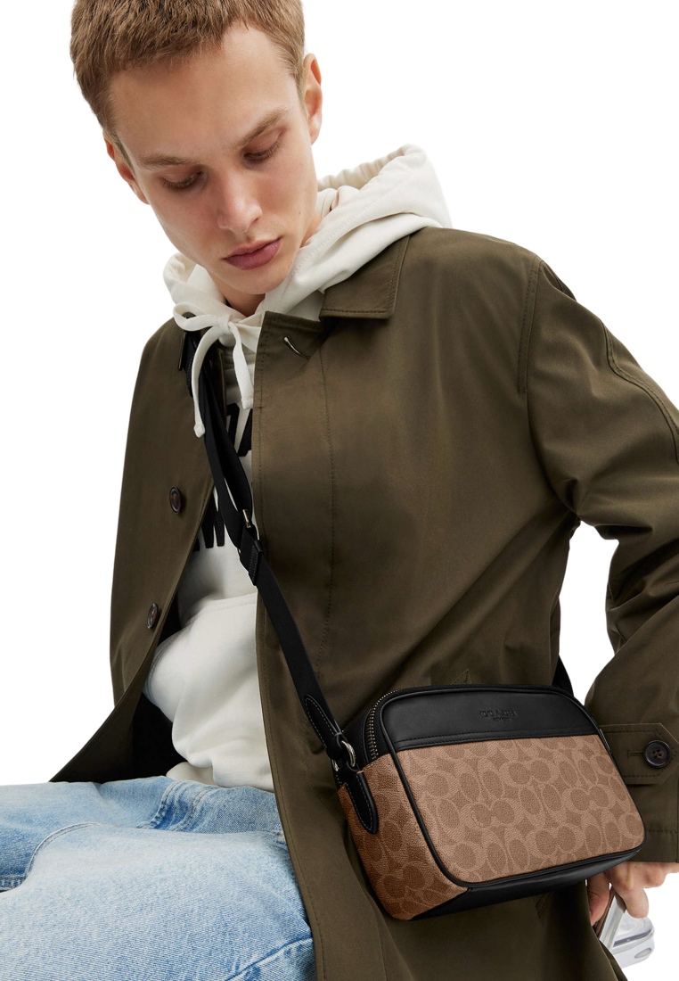 Graham Crossbody Bag In Signature Canvas Tan Black