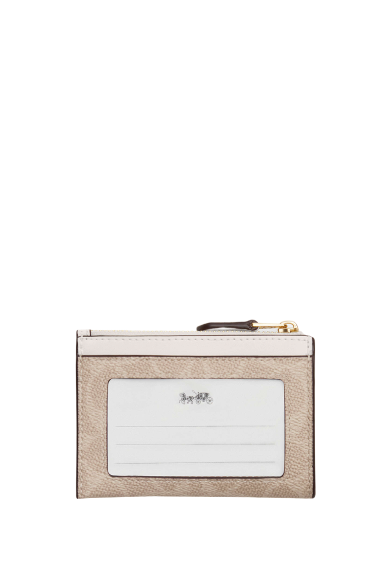 Mini Skinny Id Case In Signature Canvas Gold Sand Chalk