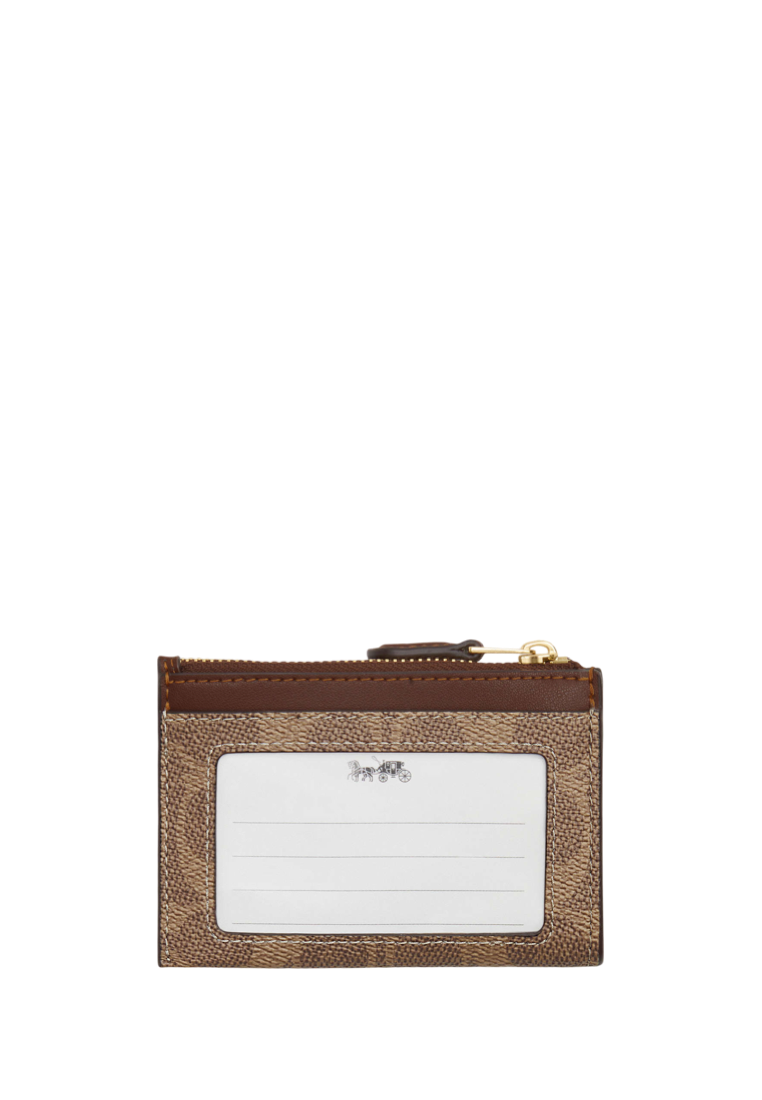 Mini Skinny Id Case In Signature Canvas Gold Tan Brown