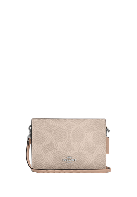Slim Crossbody Bag In Signature Canvas Silver Sand Taupe
