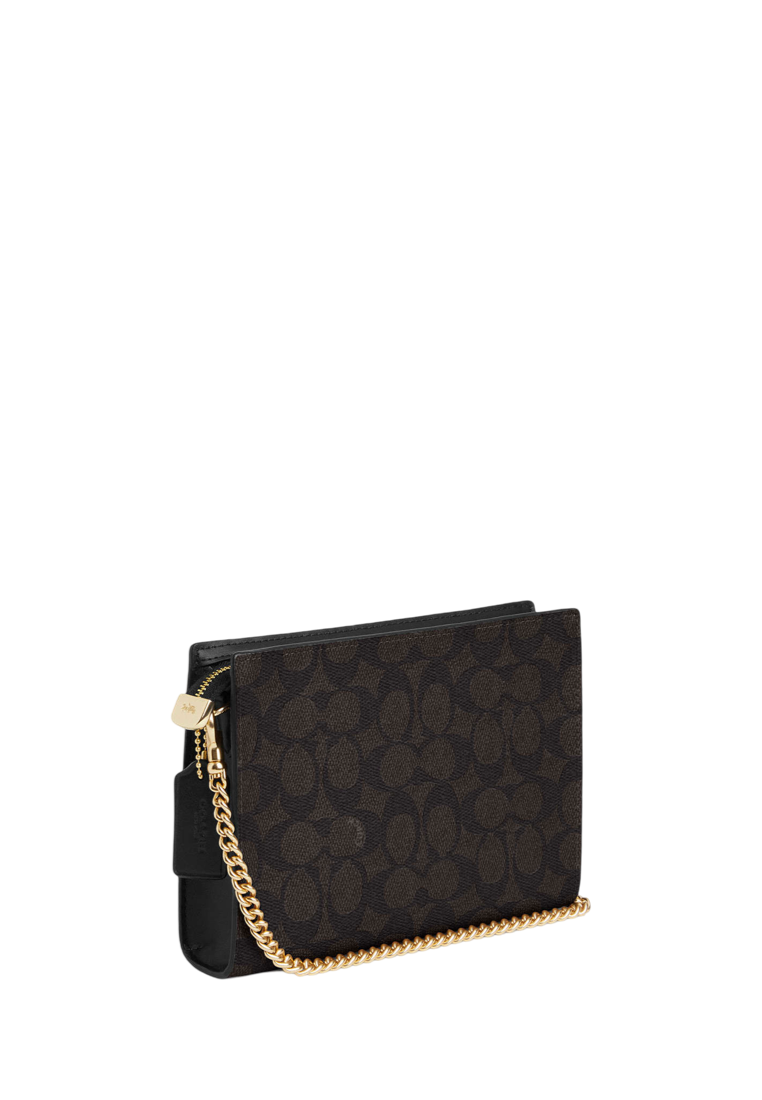 Slim Crossbody Bag In Signature Canvas Gold Walnut Black