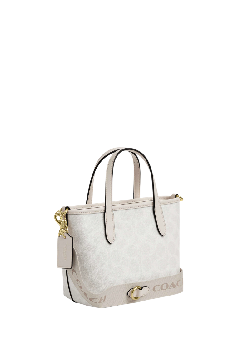 City Mini Tote Bag In Signature Canvas Gold White Chalk