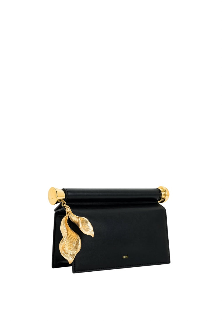 Holly Metal Pendant Embellished Clutch - Black