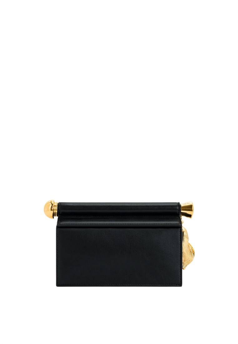 Holly Metal Pendant Embellished Clutch - Black