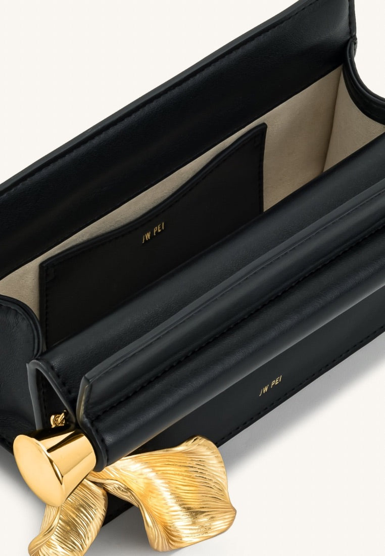 Holly Metal Pendant Embellished Clutch - Black