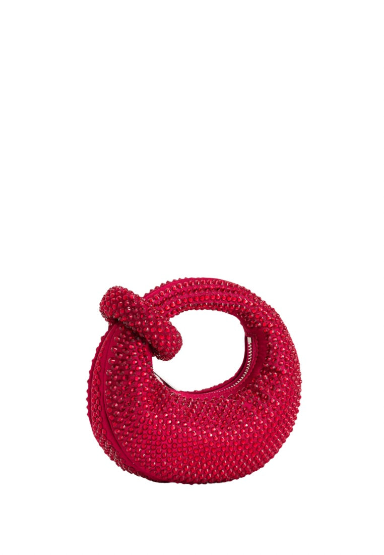 Abacus Artificial Crystal Mini Top Handle Bag - Red