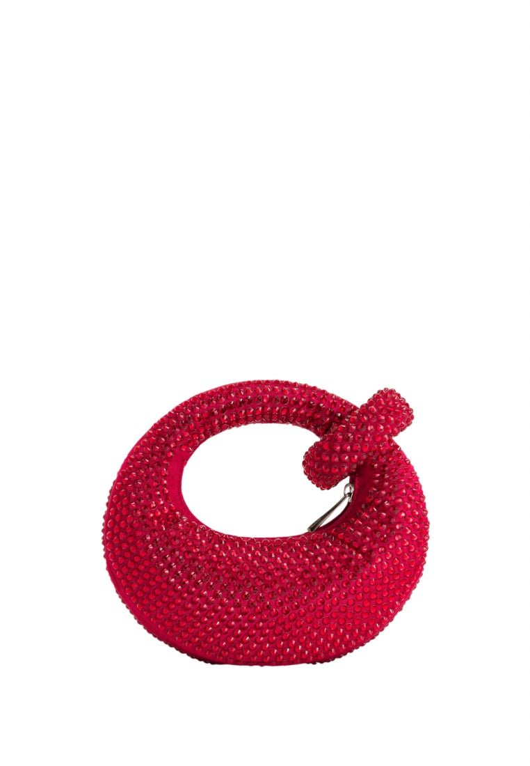 Abacus Artificial Crystal Mini Top Handle Bag - Red