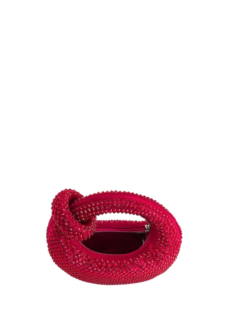 Abacus Artificial Crystal Mini Top Handle Bag - Red
