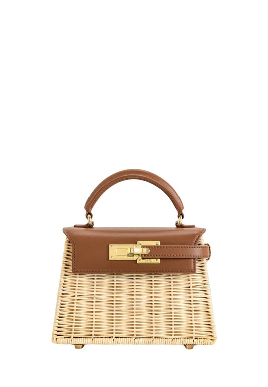 Elise Natural Rattan Weaving handbag - Brown Rattan