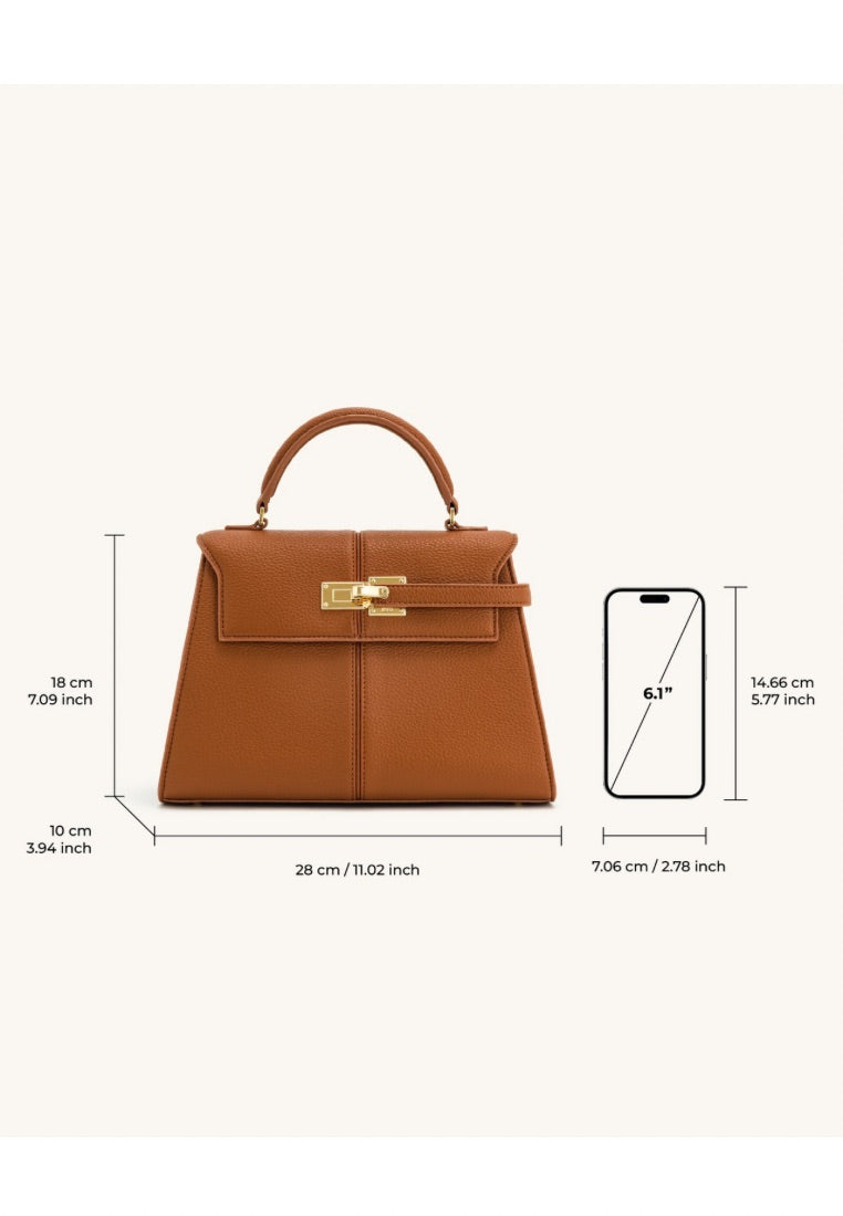 Elise Large Top Handle Bag - Brown