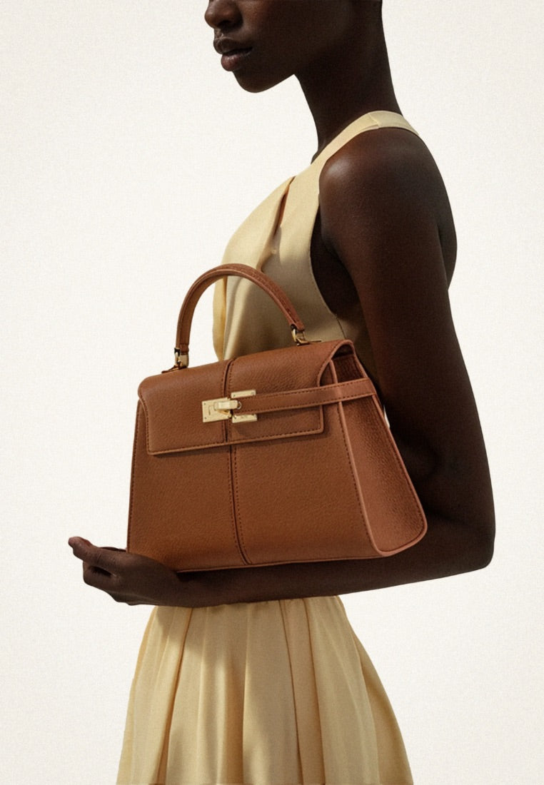 Elise Large Top Handle Bag - Brown