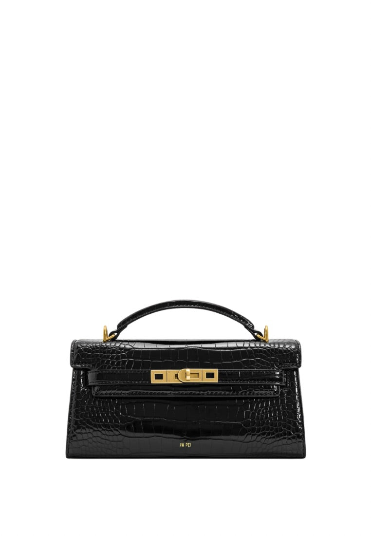 Noor Top Handle Bag - Black Croc