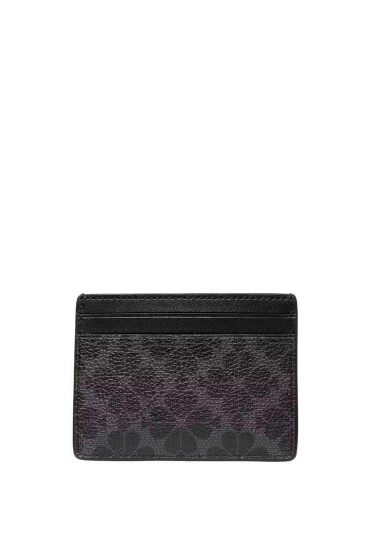 Spade Flower Small Slim Card Holder Black