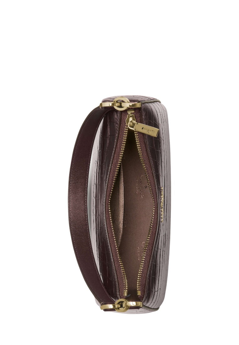 Margot Metallic Croc Embossed Convertible Shoulder Bag Hot Fudge