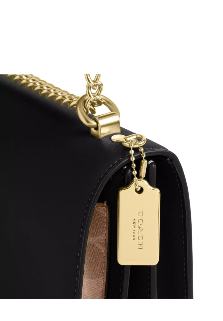 Klare Crossbody Bag in Signature Canvas Gold Tan Black Multi