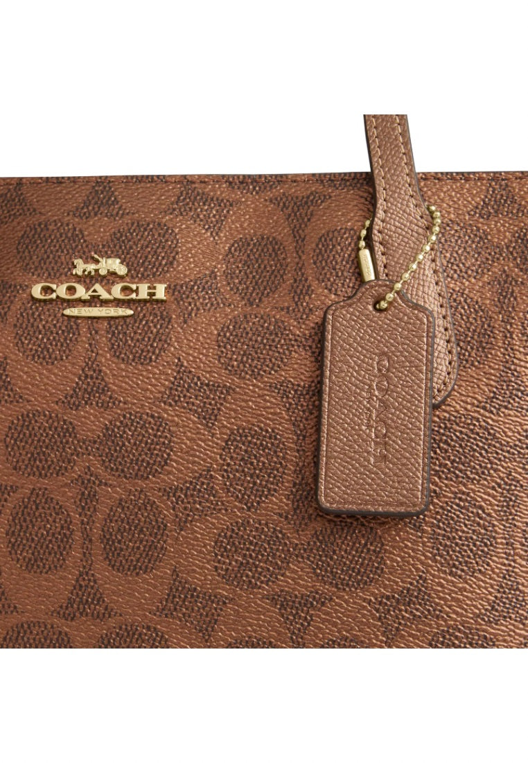 Fiona Zip Tote Bag In Signature Canvas Gold Brown Copper
