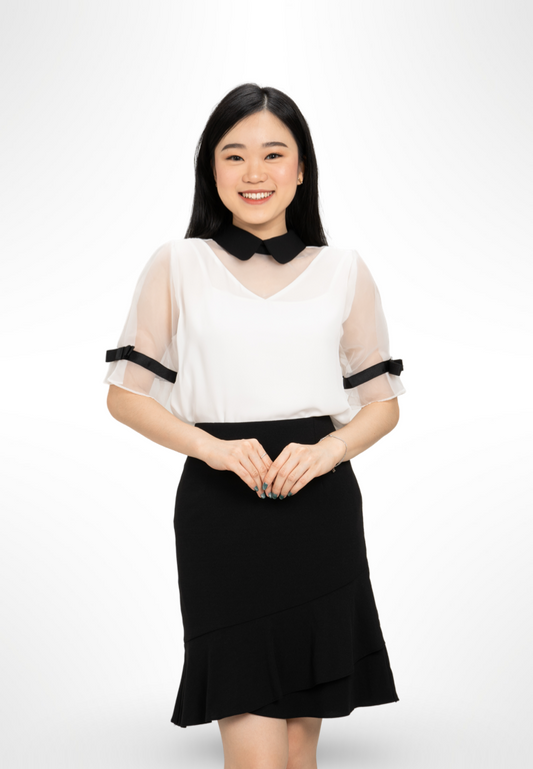 Korean Collar White Blouse By G&B