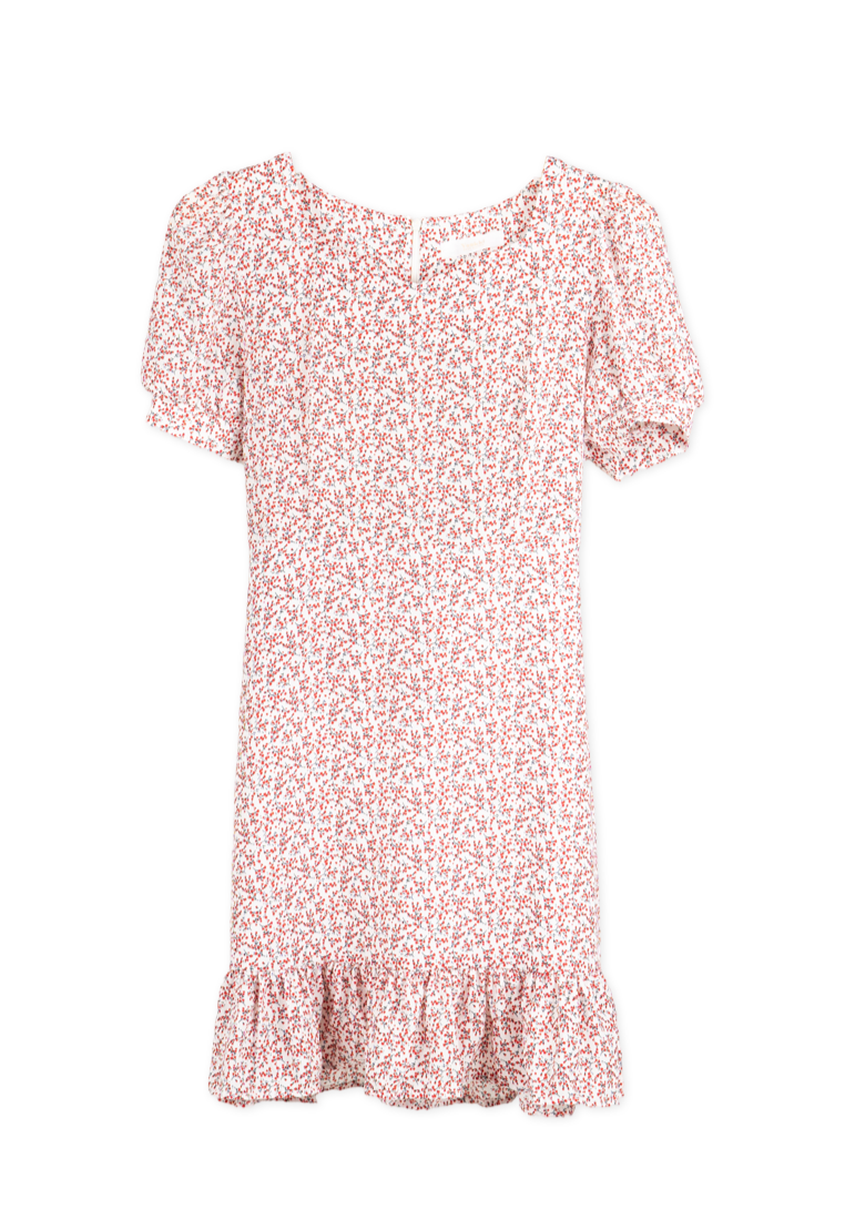 Bubble Sleeve Floral Dress Pink By Youkki