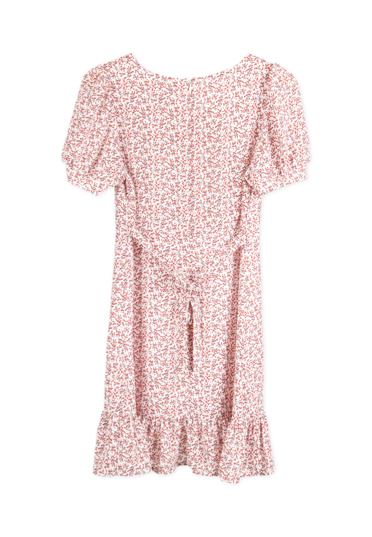 Bubble Sleeve Floral Dress Pink By Youkki