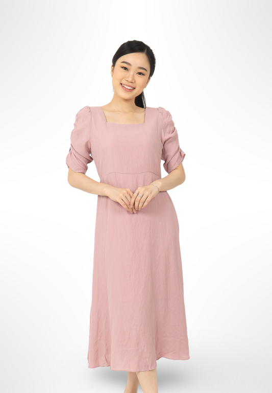 Ruched Sleeve Dress By Bling pink