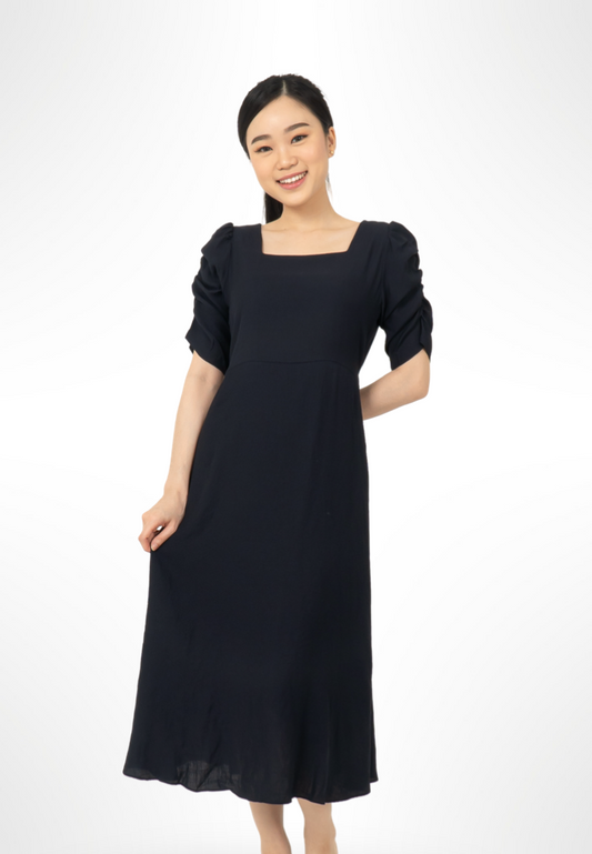 Ruched Sleeve Dress By Bling navy