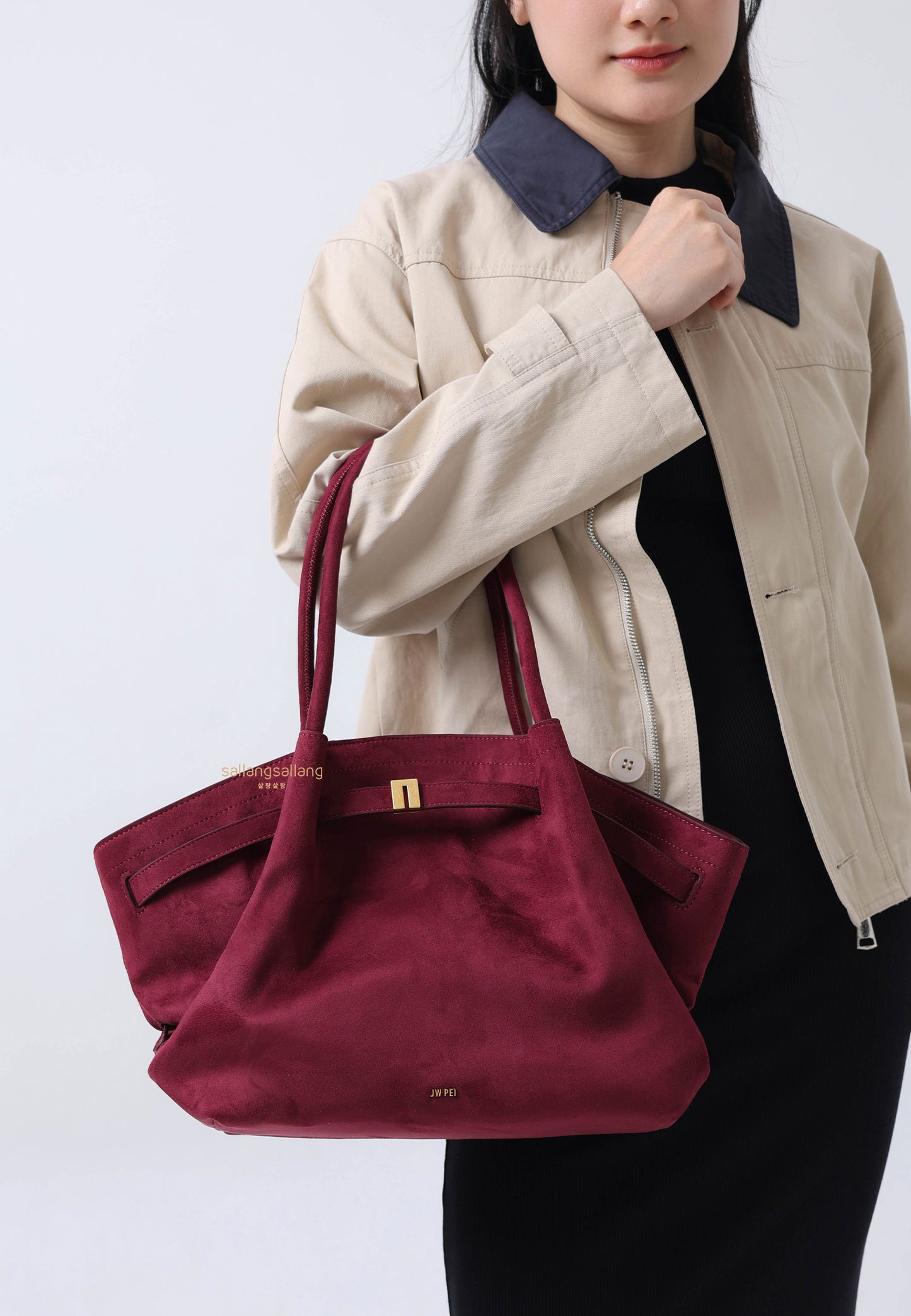 Hana Faux Suede Medium Tote Bag - Claret