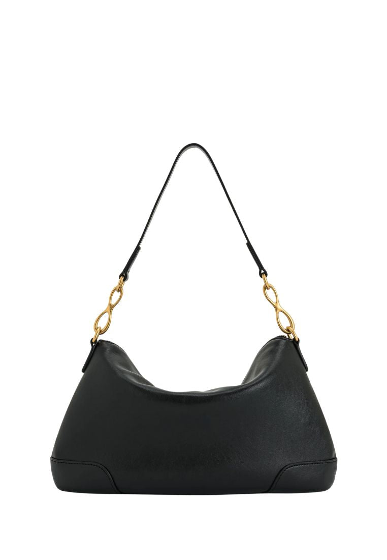 Jayla Metal Pendant Embellished Shoulder Bag - Black