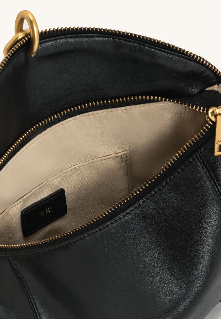 Jayla Metal Pendant Embellished Shoulder Bag - Black